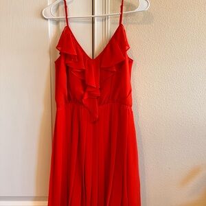 BCBG Vibrant Red Mini Dress with Ruffles